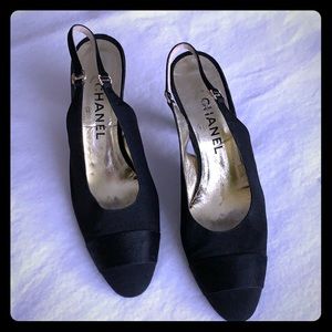 CHANEL VINTAGE SILK SLINGBACKS